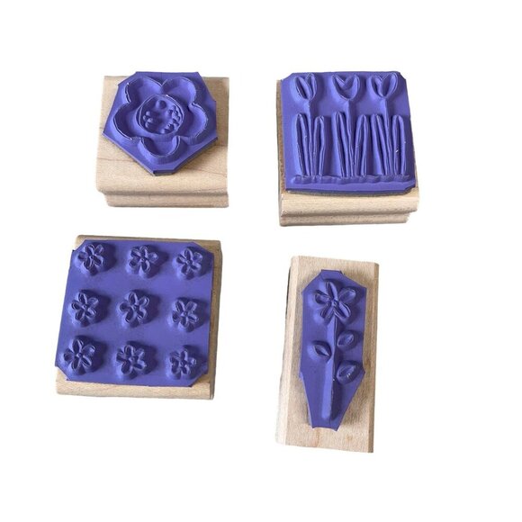 Stampin Up! Pocket Full of Posies 2005 Rubber Stamps Set Of 4 Flower Designs - Picture 2 of 3